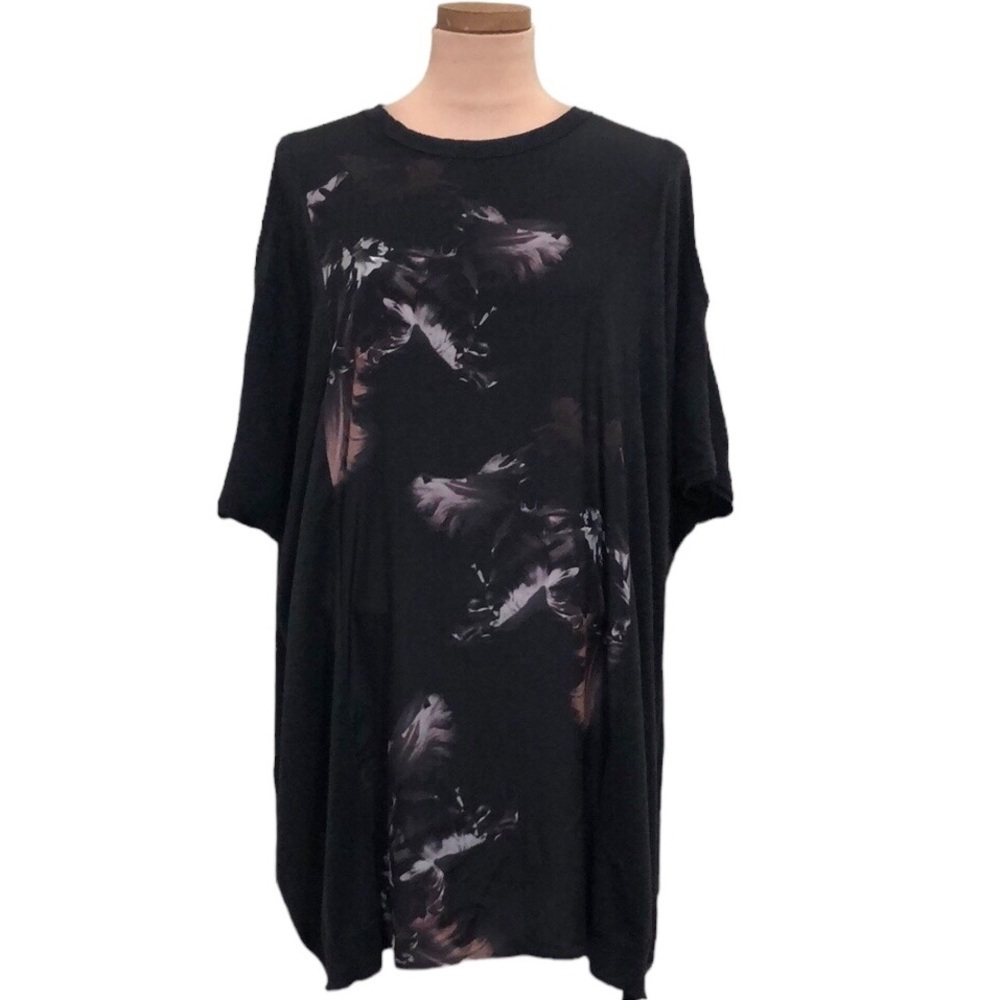 Allsaints Tulipa Floral Cold Shoulder Dress Size Medium Dark Gray Silk Floral